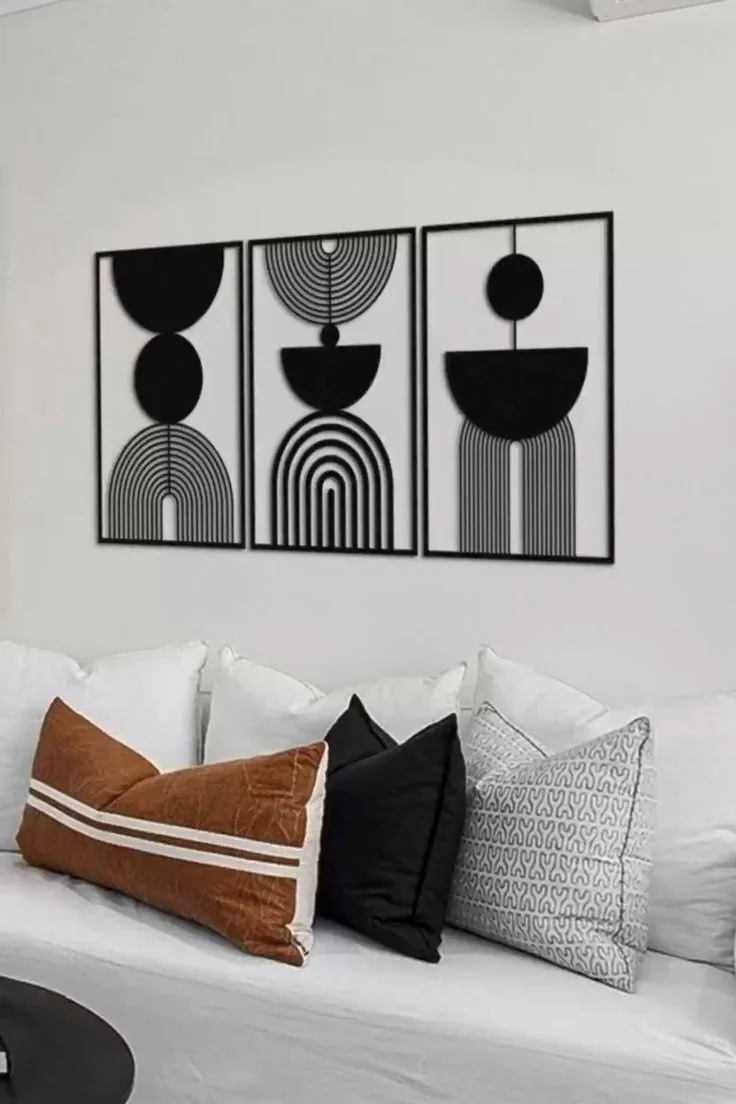 Abstract Panels with Cnart metal wall decoration