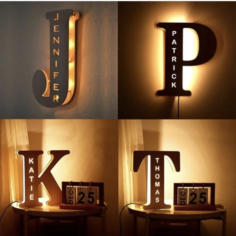 Letter Gift Lights with Cnart metal wall decoration