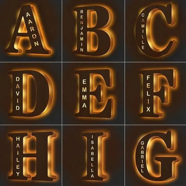 Initial Lights with Cnart metal wall decoration